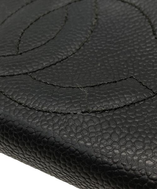 CHANEL（シャネル）CHANEL (シャネル) キャビアスキン デカココマーク 2つ折りがま口財布 ブラック サイズ:-の古着・服飾アイテム