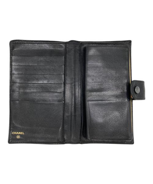 CHANEL（シャネル）CHANEL (シャネル) キャビアスキン デカココマーク 2つ折りがま口財布 ブラック サイズ:-の古着・服飾アイテム