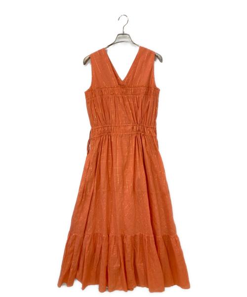 sara mallika（サラマリカ）sara mallika (サラマリカ) Cotton Lurex Check Dress ロングワン オレンジ サイズ:Lの古着・服飾アイテム