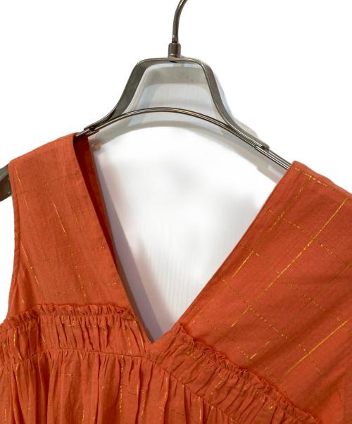 sara mallika（サラマリカ）sara mallika (サラマリカ) Cotton Lurex Check Dress ロングワン オレンジ サイズ:Lの古着・服飾アイテム