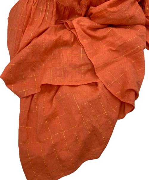 sara mallika（サラマリカ）sara mallika (サラマリカ) Cotton Lurex Check Dress ロングワン オレンジ サイズ:Lの古着・服飾アイテム