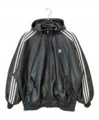 adidasアディダス）の古着「Adilenium オーバーサイズ フェイクレザージャケット」｜ブラック