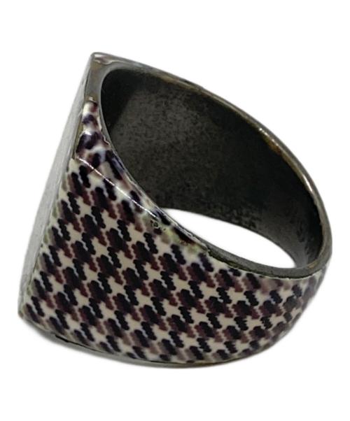 Maison Margiela（メゾンマルジェラ）Maison Margiela (メゾンマルジェラ) ハウンドトゥース シグネットリング ホワイト×ブラック サイズ:-の古着・服飾アイテム