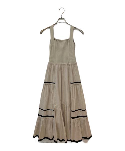 FRAY ID（フレイ アイディー）FRAY ID (フレイ アイディー) ニットコンビタックティアードワンピ ベージュの古着・服飾アイテム