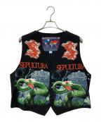 TURBOGADGETターボガジェット）の古着「プリントベスト」｜ブラック