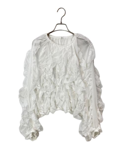 Noble（ノーブル）Noble (ノーブル) フリルギャザーブラウス ホワイト サイズ:Fの古着・服飾アイテム
