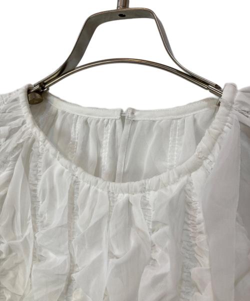 Noble（ノーブル）Noble (ノーブル) フリルギャザーブラウス ホワイト サイズ:Fの古着・服飾アイテム