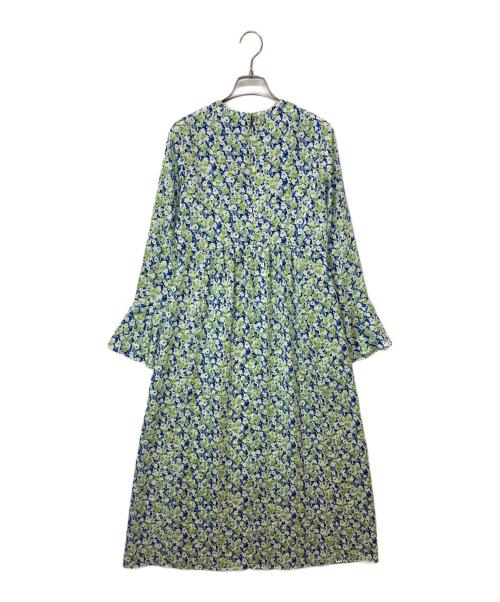 BALLSEY（ボールジィ）BALLSEY (ボールジィ) ブルーリーフラワープリント フレアカフスワンピース グリーン サイズ:34の古着・服飾アイテム