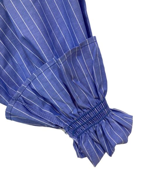 POPPY（ポピー）POPPY (ポピー) 袖フリルストライプブラウス ブルー サイズ:Fの古着・服飾アイテム