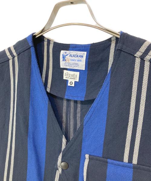 THE ALASKAN（アラスカン）THE ALASKAN (アラスカン) AOZORA (アオゾラブルーヘブン) ストライプベスト ブルー サイズ:4の古着・服飾アイテム