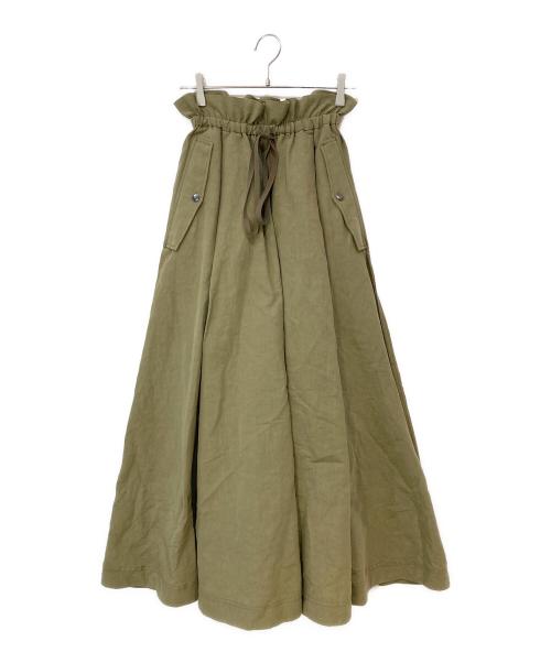 SACRA（サクラ）SACRA (サクラ) CO/LI WASHED TYPEWRITER SKIRT オリーブ サイズ:38の古着・服飾アイテム