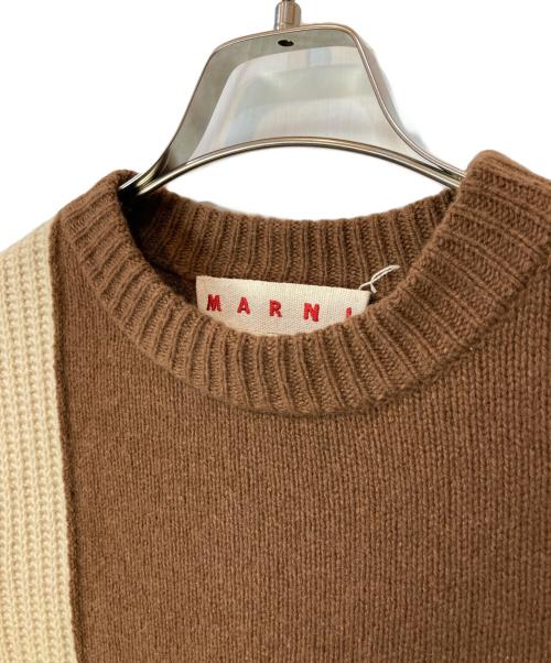 MARNI（マルニ）MARNI (マルニ) カシミヤ切り替えニット ブラウン×ベージュ サイズ:38の古着・服飾アイテム