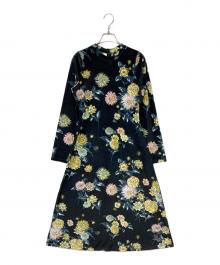 No.6 store（ナンバーシックスストア）の古着「ALIX DRESS ストレッチベルベット フラワープリントドレス」｜ブラック