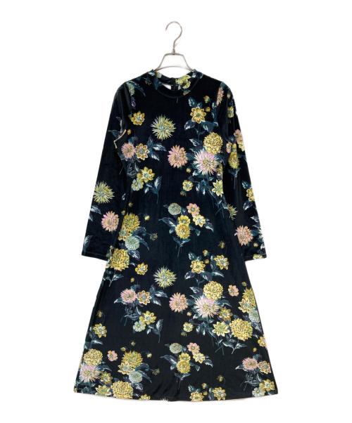 No.6 store（ナンバーシックスストア）No.6 store (ナンバーシックスストア) ALIX DRESS ストレッチベルベット フラワープリントドレス ブラック サイズ:Sの古着・服飾アイテム
