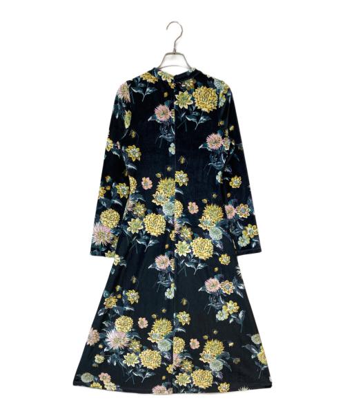 No.6 store（ナンバーシックスストア）No.6 store (ナンバーシックスストア) ALIX DRESS ストレッチベルベット フラワープリントドレス ブラック サイズ:Sの古着・服飾アイテム