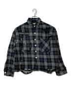 DANKE SCHONダンケ シェーン）の古着「PIGMENT DAMAGE FLANNEL CHECK LONG SLEEVE SHIRTS」｜ブラック