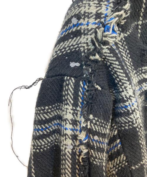 DANKE SCHON（ダンケ シェーン）DANKE SCHON (ダンケ シェーン) PIGMENT DAMAGE FLANNEL CHECK LONG SLEEVE SHIRTS ブラック サイズ:Mの古着・服飾アイテム