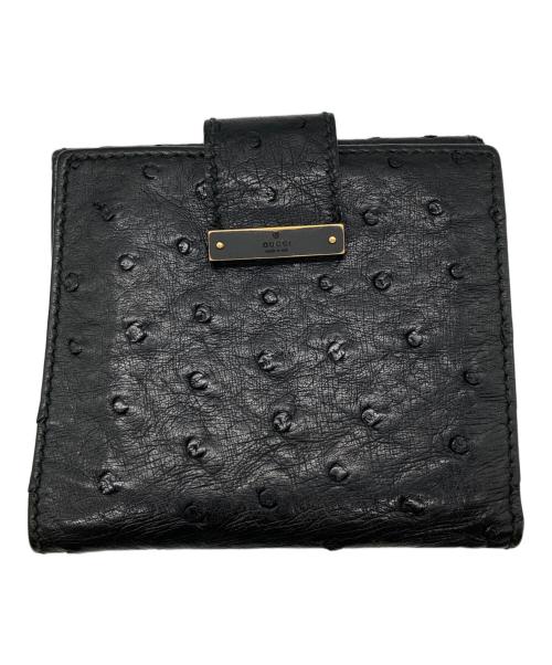 GUCCI（グッチ）GUCCI (グッチ) オーストリッチ 2つ折り財布 ブラック サイズ:-の古着・服飾アイテム