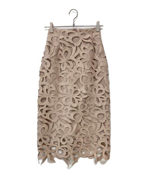 CELFORD（セルフォード）CELFORD (セルフォード) リボンレーススカート ピンクベージュ サイズ:36の古着・服飾アイテム