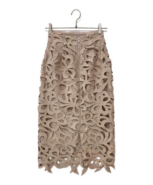 CELFORD（セルフォード）CELFORD (セルフォード) リボンレーススカート ピンクベージュ サイズ:36の古着・服飾アイテム