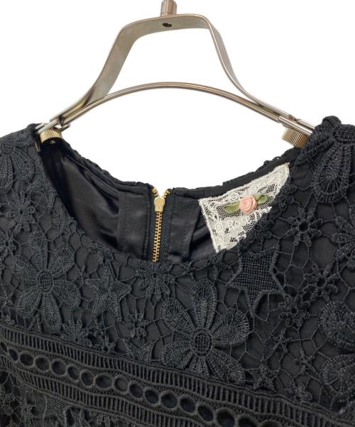 Rose Tiara（ローズティアラ）Rose Tiara (ローズティアラ) スターケミカルレースワンピース ブラック サイズ:38の古着・服飾アイテム
