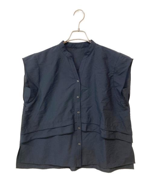 SIMPLICITE（シンプリシテ）SIMPLICITE (シンプリシテ) UVケアフロントフレアースタンドシャツ ブラック サイズ:Freeの古着・服飾アイテム