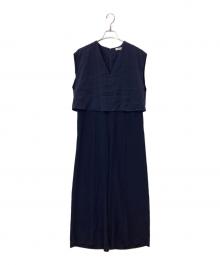 DES PRES（デ プレ）の古着「サテンジョーゼット オールインワン」｜ネイビー
