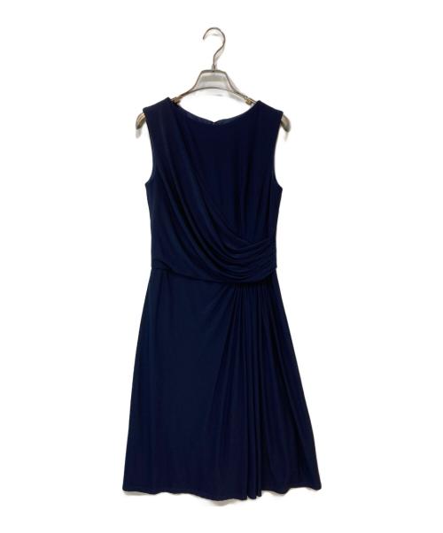 TADASHI SHOJI（タダシ ショージ）TADASHI SHOJI (タダシ ショージ) ドレープノースリーブドレス ネイビー サイズ:XSの古着・服飾アイテム
