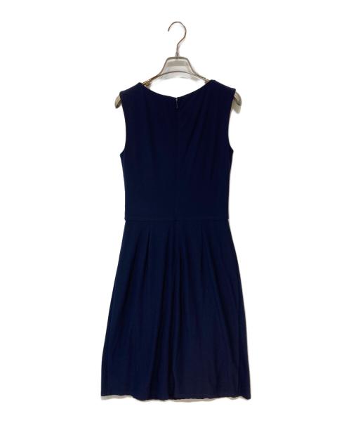 TADASHI SHOJI（タダシ ショージ）TADASHI SHOJI (タダシ ショージ) ドレープノースリーブドレス ネイビー サイズ:XSの古着・服飾アイテム