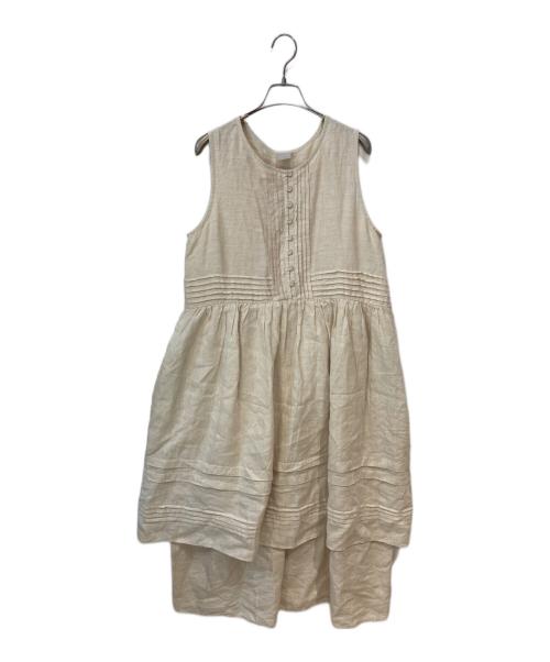 TSUHARU by samansa Mos2（ツハル バイ サマンサモスモス）TSUHARU by samansa Mos2 (ツハル バイ サマンサモスモス) ノースリピンタックワンピース ベージュ サイズ:Mの古着・服飾アイテム