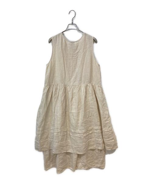 TSUHARU by samansa Mos2（ツハル バイ サマンサモスモス）TSUHARU by samansa Mos2 (ツハル バイ サマンサモスモス) ノースリピンタックワンピース ベージュ サイズ:Mの古着・服飾アイテム