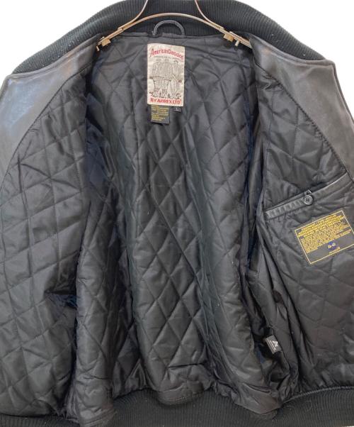 AVIREX（アヴィレックス）AVIREX (アヴィレックス) アーチロゴレザースタジャン ブラック×グレー サイズ:Ⅼの古着・服飾アイテム