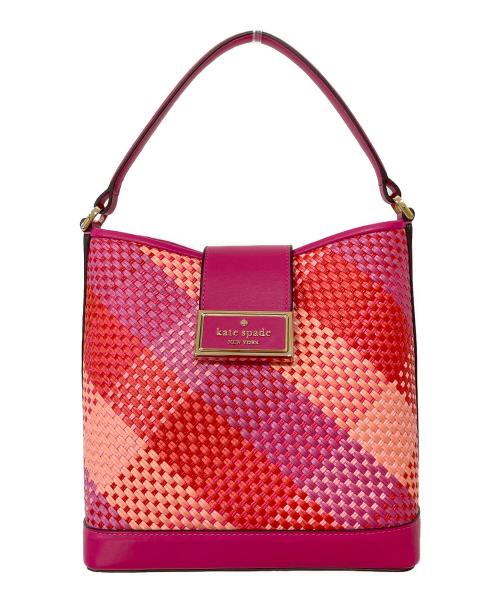 Kate Spade（ケイトスペード）Kate Spade (ケイトスペード) リーガンウーブンストローバケットバッグ ピンク サイズ:-の古着・服飾アイテム