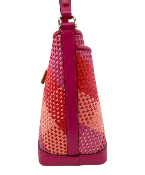 Kate Spade（ケイトスペード）Kate Spade (ケイトスペード) リーガンウーブンストローバケットバッグ ピンク サイズ:-の古着・服飾アイテム