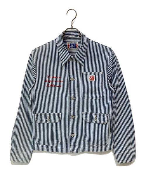 STORMY BLUE（ストーミーブルー）STORMY BLUE (ストーミーブルー) ストライプカバーオール ホワイト×ブルー サイズ:40の古着・服飾アイテム