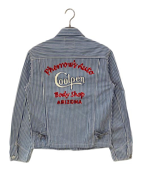 STORMY BLUE（ストーミーブルー）STORMY BLUE (ストーミーブルー) ストライプカバーオール ホワイト×ブルー サイズ:40の古着・服飾アイテム