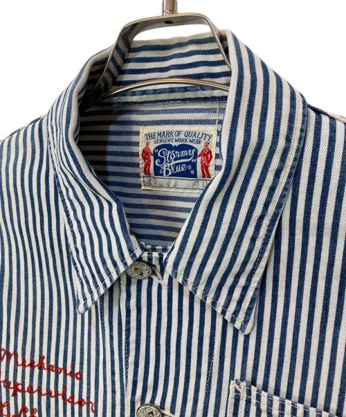 STORMY BLUE（ストーミーブルー）STORMY BLUE (ストーミーブルー) ストライプカバーオール ホワイト×ブルー サイズ:40の古着・服飾アイテム