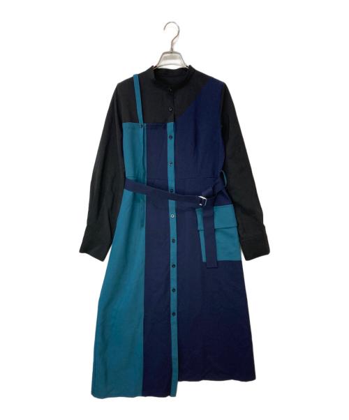 UNITED ARROWS（ユナイテッドアローズ）UNITED ARROWS (ユナイテッドアローズ) ビザリーブロッキングワンピース ブラック×ネイビー サイズ:2の古着・服飾アイテム