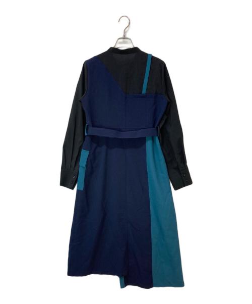 UNITED ARROWS（ユナイテッドアローズ）UNITED ARROWS (ユナイテッドアローズ) ビザリーブロッキングワンピース ブラック×ネイビー サイズ:2の古着・服飾アイテム