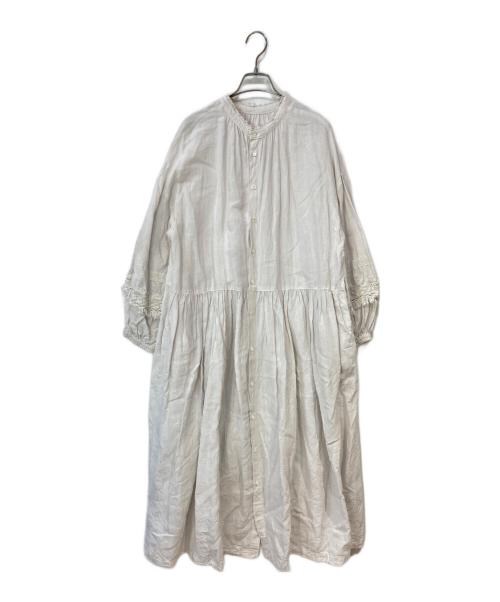nest Robe（ネストローブ）nest Robe (ネストローブ) リネン近江晒レース切り替え袖ワンピース アイボリー サイズ:-の古着・服飾アイテム