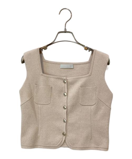 CELFORD（セルフォード）CELFORD (セルフォード) スクエアネックニットジレ ベージュ サイズ:Fの古着・服飾アイテム