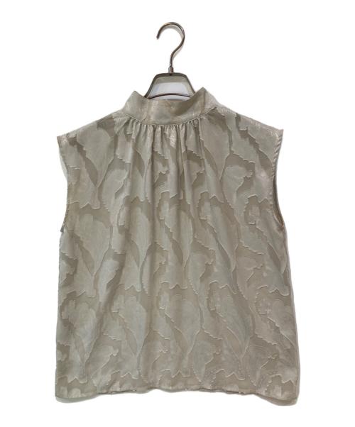 anuans（アニュアンス）anuans (アニュアンス) 2wayカットジャガードスタンドカラーブラウス ベージュ サイズ:Fの古着・服飾アイテム