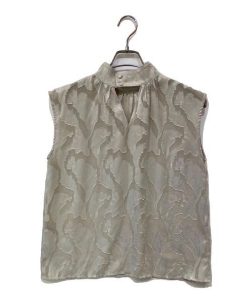 anuans（アニュアンス）anuans (アニュアンス) 2wayカットジャガードスタンドカラーブラウス ベージュ サイズ:Fの古着・服飾アイテム