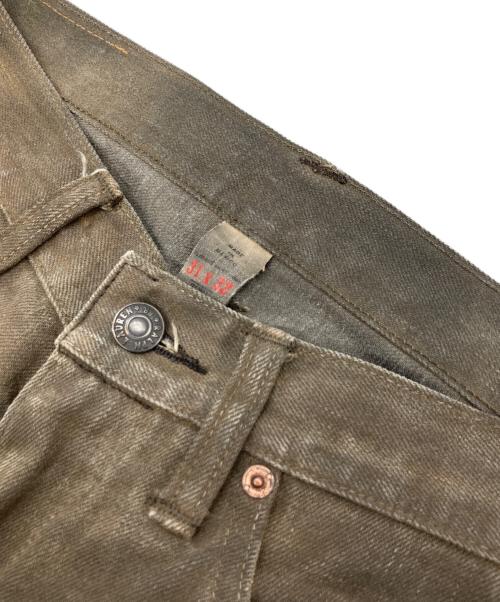 RRL（ダブルアールエル）RRL (ダブルアールエル) Slim Fit 5-Pocket Denim Distressed Brown Wash スリムフィット デニムパンツ ベージュ サイズ:78.5の古着・服飾アイテム