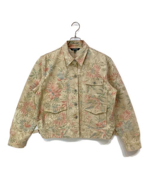 LAUREN RALPH LAUREN（ローレンラルフローレン）LAUREN RALPH LAUREN (ローレンラルフローレン) 花柄プリントデニムジャケット ベージュ サイズ:XLの古着・服飾アイテム