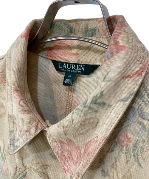 LAUREN RALPH LAUREN（ローレンラルフローレン）LAUREN RALPH LAUREN (ローレンラルフローレン) 花柄プリントデニムジャケット ベージュ サイズ:XLの古着・服飾アイテム