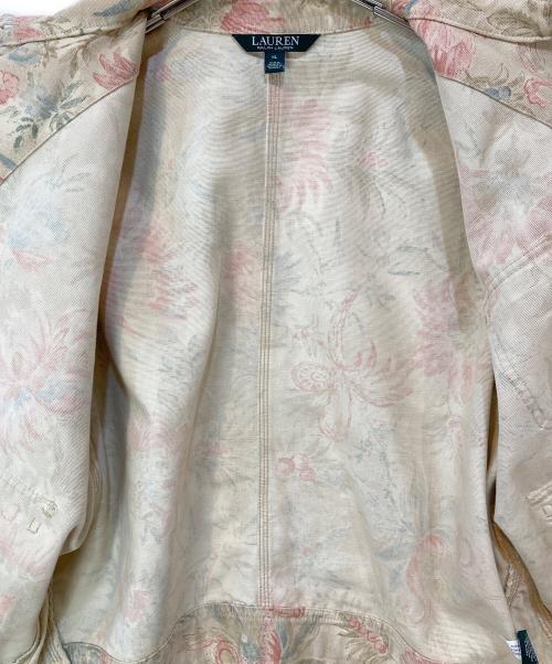 LAUREN RALPH LAUREN（ローレンラルフローレン）LAUREN RALPH LAUREN (ローレンラルフローレン) 花柄プリントデニムジャケット ベージュ サイズ:XLの古着・服飾アイテム