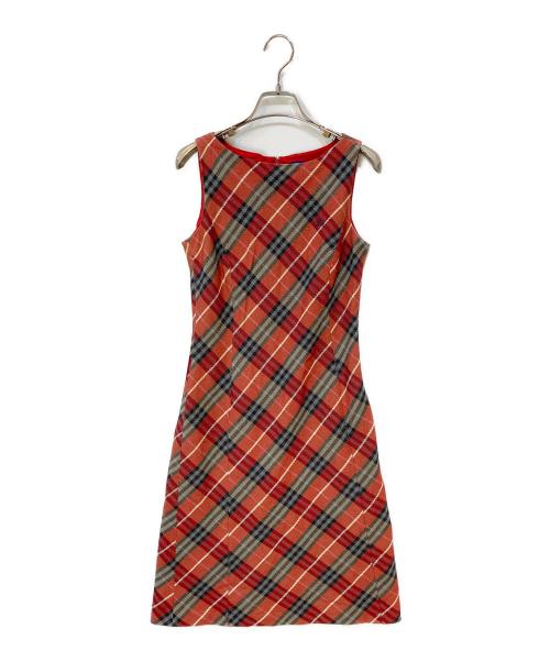 BURBERRY BLUE LABEL（バーバリーロンドンブルーレーベル）BURBERRY BLUE LABEL (バーバリーロンドンブルーレーベル) ノバチェックワンピース レッド サイズ:36の古着・服飾アイテム