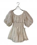 Snidelスナイデル）の古着「ウエストシャーリングリボンブラウス」｜アイボリー