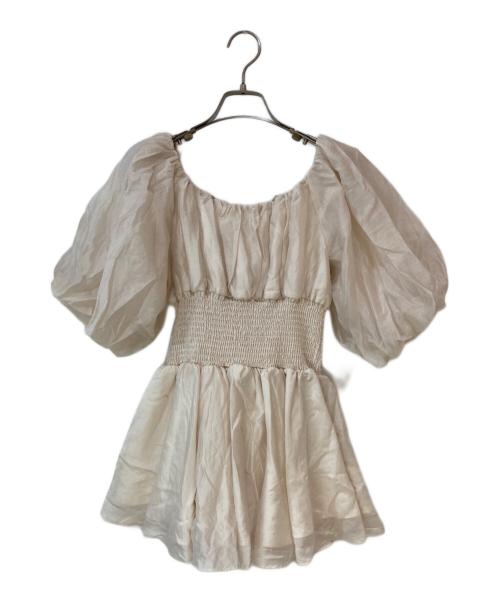 Snidel（スナイデル）Snidel (スナイデル) ウエストシャーリングリボンブラウス アイボリー サイズ:Free 未使用品の古着・服飾アイテム